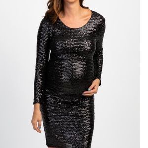Pink Blush Black Sequin Maternity Dress!!
